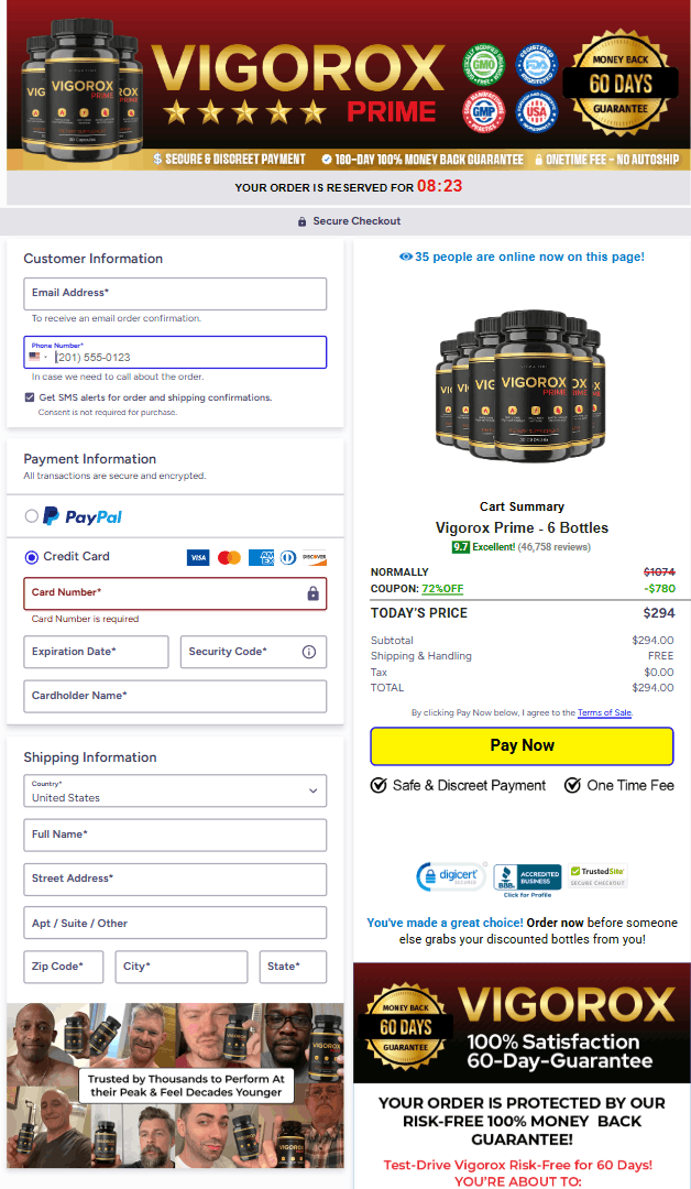 Vigorox Prime order page